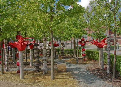 Münsterland: Einer der künstlerisch gestalteten Gartenteile im Inselpark (Gronau)