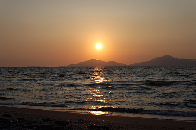 Griechenland - Kos - Marmari, Sonnenuntergang am Strand