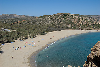 Palmen und Strand von Vai von oben (Kreta)