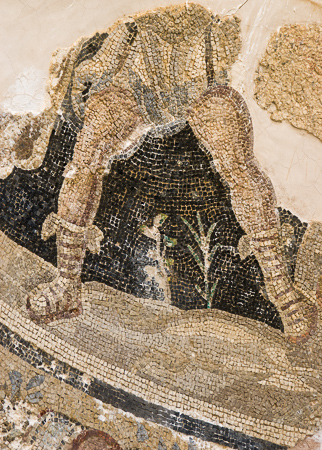 Die Ruinenlandschaft von Salamis: Reste von Mosaiken in den Badeanlagen