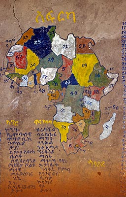 Südäthiopien - Wandkarte von Afrika in der Schule von Dimeka