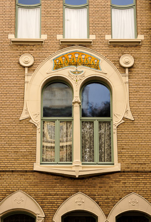 Antwerpen-Zurenborg: Detail von Huis Lotus und Papyrus, Transvaalstraat 52-54 (1901)