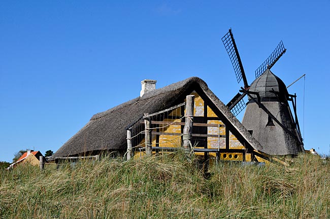 Alte Mühle mit Bauernhaus in Skagen. Nordjütland, Dänemark.