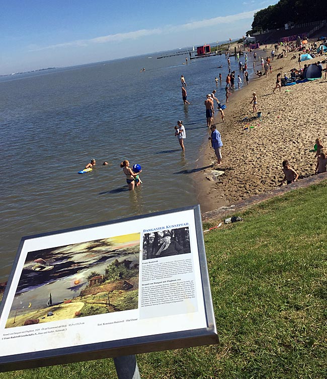 An dieser Stelle malte Franz Radziwill (1895-1983) den "Strand von Dangast". Dangaster Kunstpfad, Jadebusen, Niedersachsen