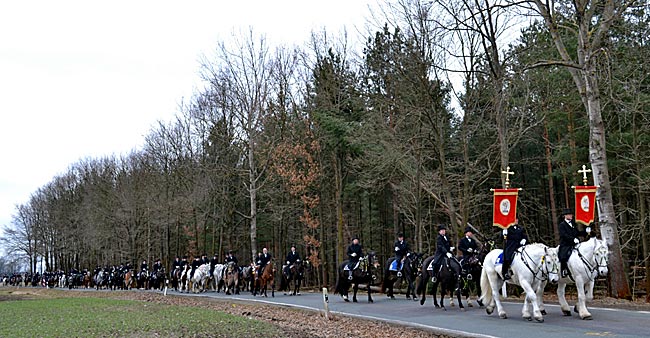 Schimmelreiter: Mit 190 Reiterpaaren ist die Prozession von Ralbitz nach Wittichenau die größte