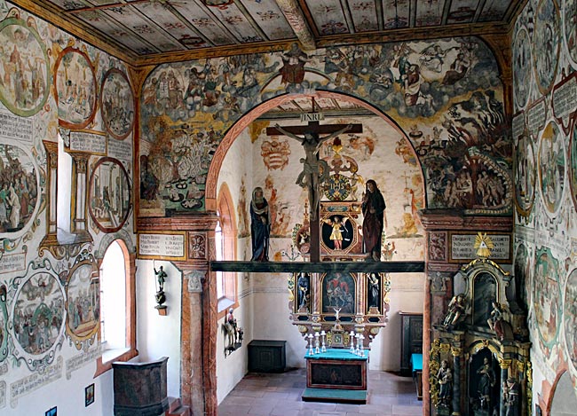 Bürgstadt - Martinskapelle mit Bilderbibel mit 40 Medaillons und Merkversen, Ende 16. Jahrhundert