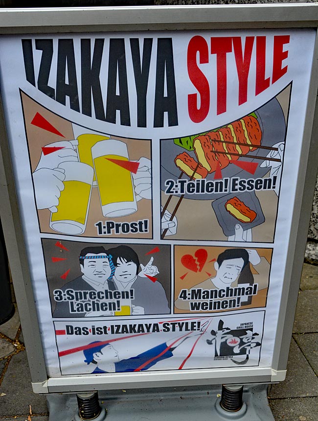 Düsseldorf kulinarisch - Schild vor einer Izakaya