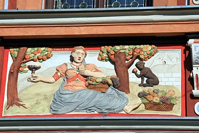 Erfurt - Fünf-Sinne-Allegorie am Haus Zum Breiten Herd