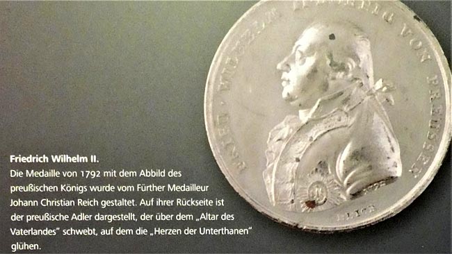 Fürth: Stadtmuseum, Medaille für Preußenkönig Friedrich Wilhelm II.