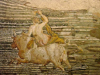 Römisches Mosaik „Raub der Europa“, um 200 v.u.Zeitrechnung (Landesmuseum Oldenburg)