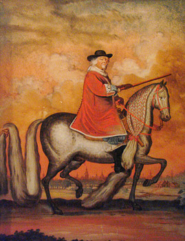 Graf Anton Günther auf seinem Lieblingspferd Kranich (Landesmuseum Oldenburg)