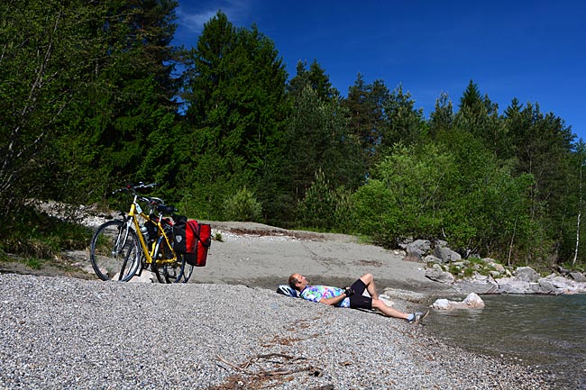 Alpe Adria Radweg - im schönen Gailtal, Flussstrände für die Radpause!