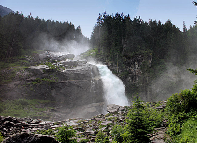 Österreich Pinzgau - Krimmler Wasserfälle, unterer 140 Meter hoher Fall
