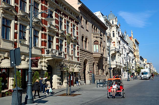 Lodz in Polen - mit der Rikscha entlang der Piotrkowska