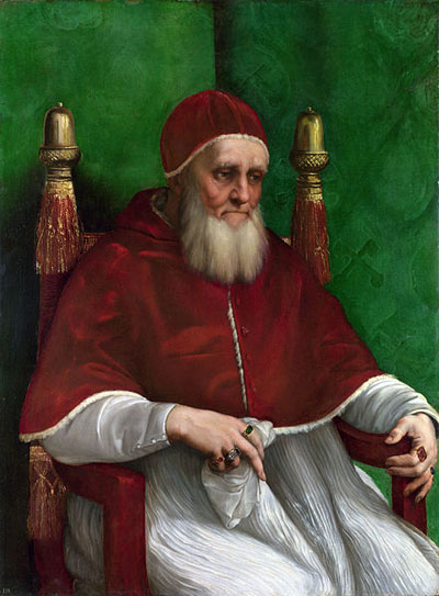 Papst Julius II. auf einen Gemälde von Raphael