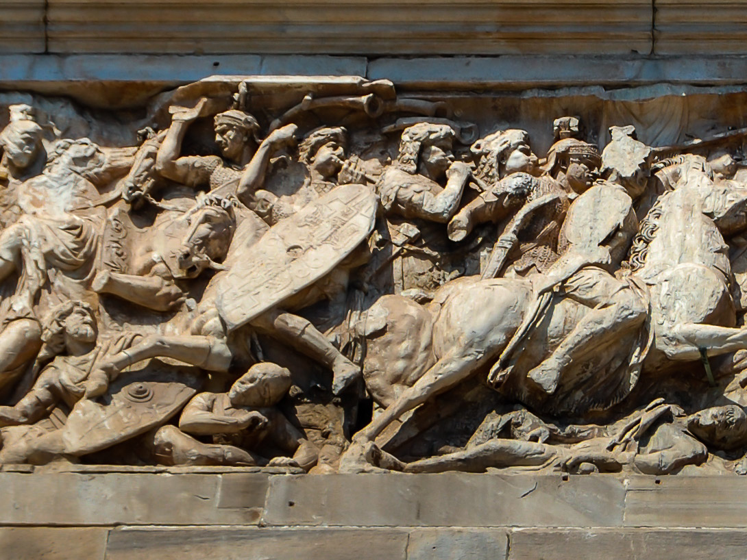 Konstantinsbogen (Rom).Die Schlacht an der Milvischen Brücke im Jahre 312.