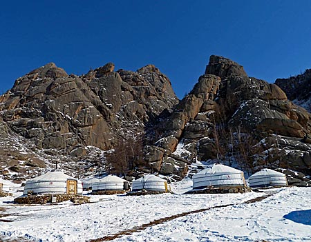 Transsibirische Eisenbahn - Mongolei - Winterjurten