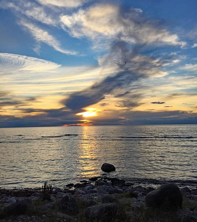 Sonnenuntergang auf Farö, Nachbarinsel von Gotland, Schweden