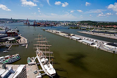 Schweden - Göta Fluss und Hafengebiet in Göteborg von oben, Foto: Robert B. Fishman, ecomedia